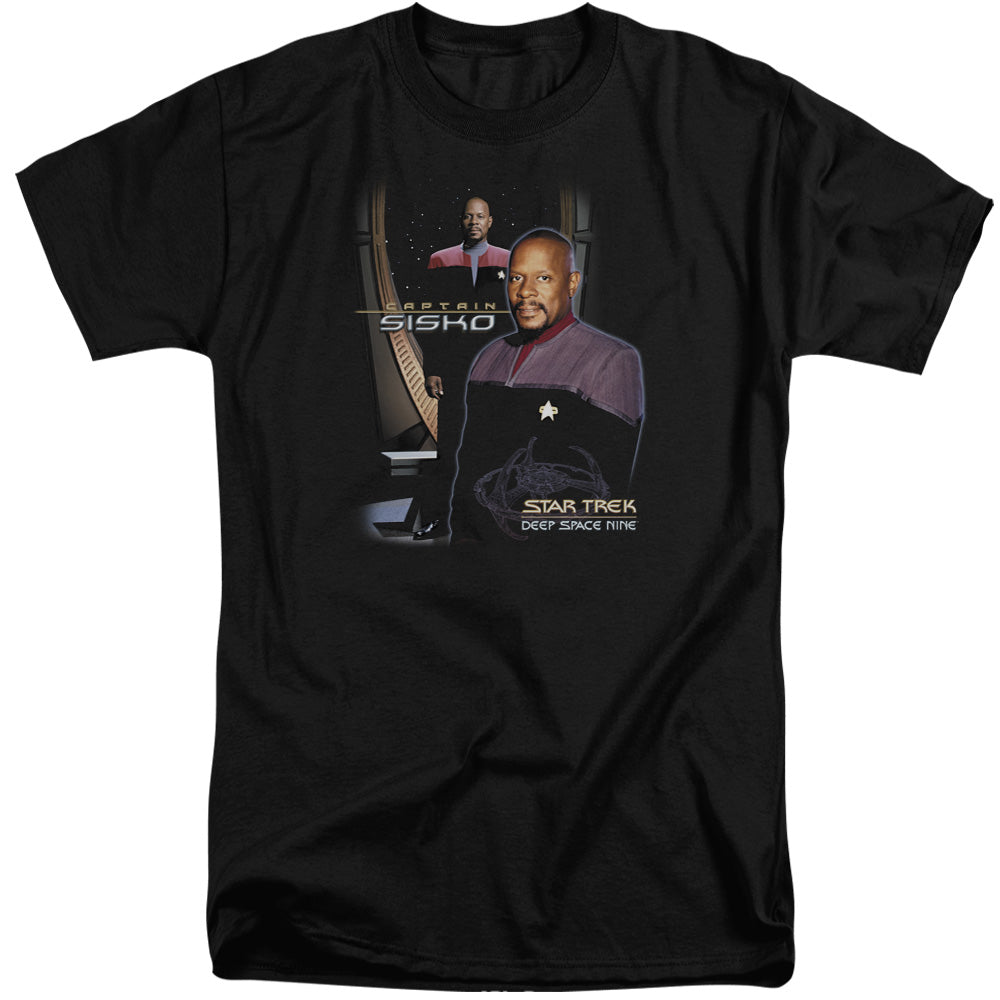 Star Trek - Captain Sisko - Short Sleeve Adult Tall - Black T-shirt