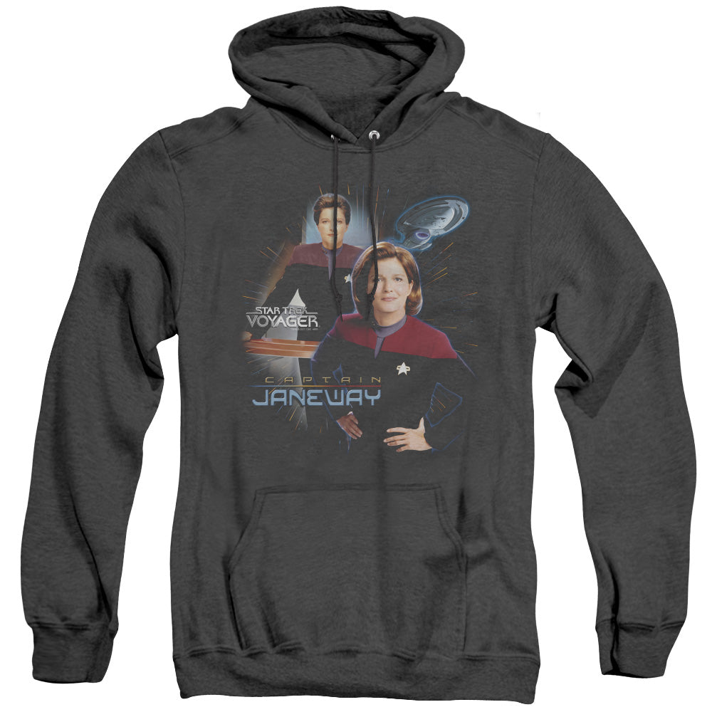 Star Trek Captain Janeway - Adult Heather Hoodie - Black