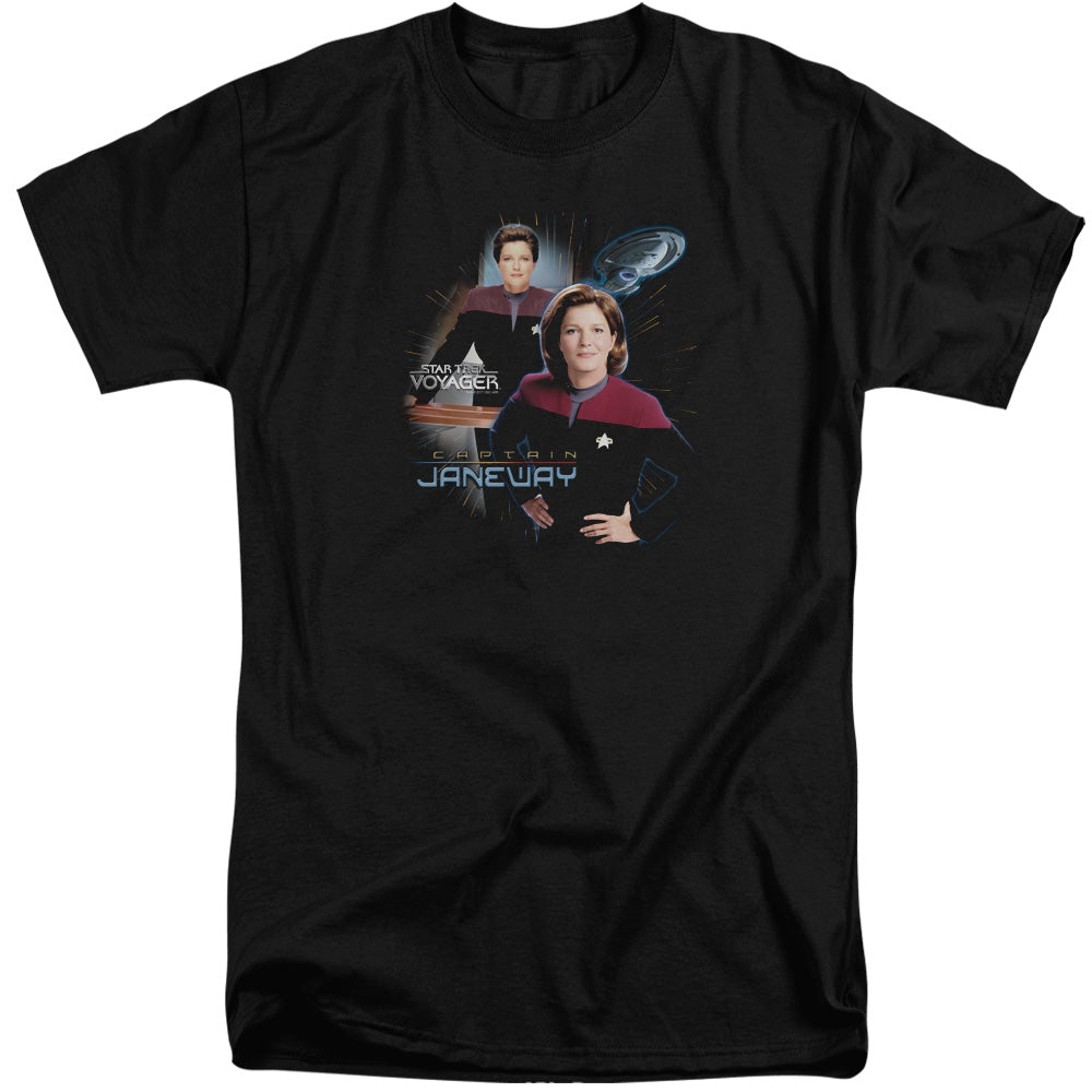 Star Trek - Captain Janeway - Short Sleeve Adult Tall - Black T-shirt