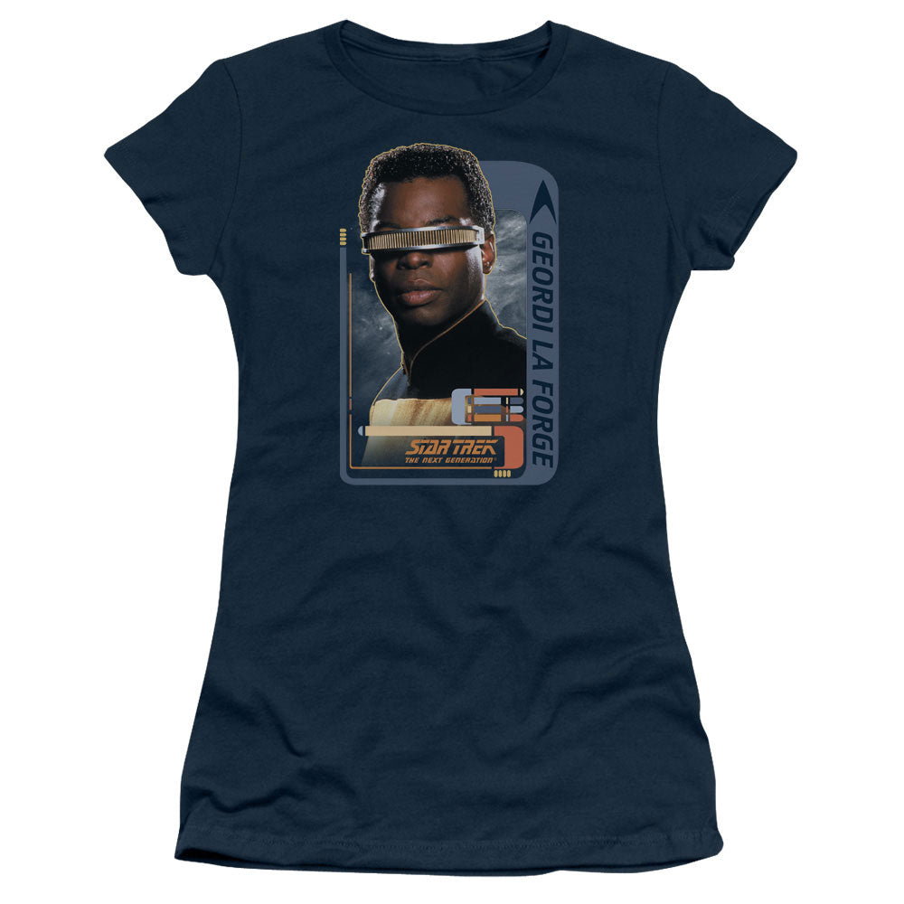 Star Trek - Geordi Laforge - Short Sleeve Junior Sheer - Navy T-shirt