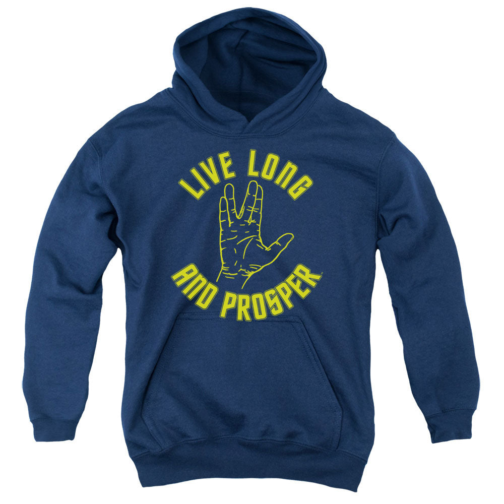 Star Trek - Live Long Hand - Youth Pull-over Hoodie - Navy