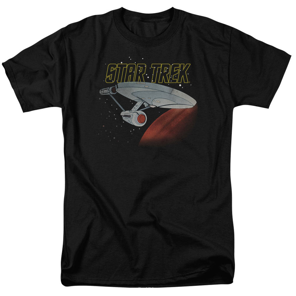 Star Trek - Retro Enterprise - Short Sleeve Adult 18/1 - Black T-shirt