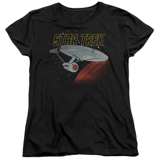 Star Trek - Retro Enterprise - Short Sleeve Womens Tee - Black T-shirt