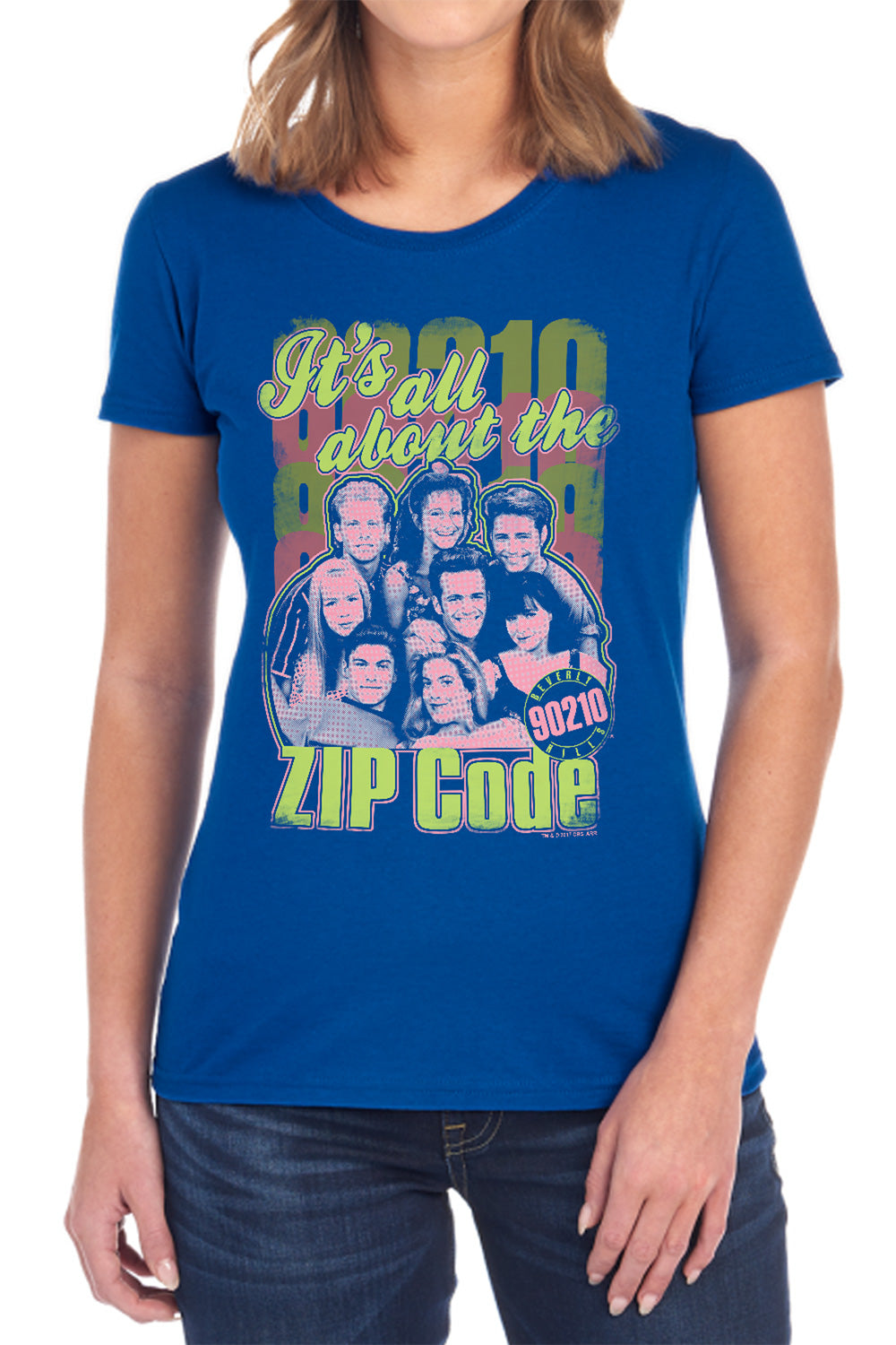 90210 - Zip Code - Short Sleeve Womens Tee - Royal Blue T-shirt