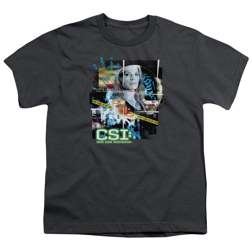 CSI EVIDENCE COLLAGE - S/S YOUTH 18/1 - CHARCOAL T-Shirt