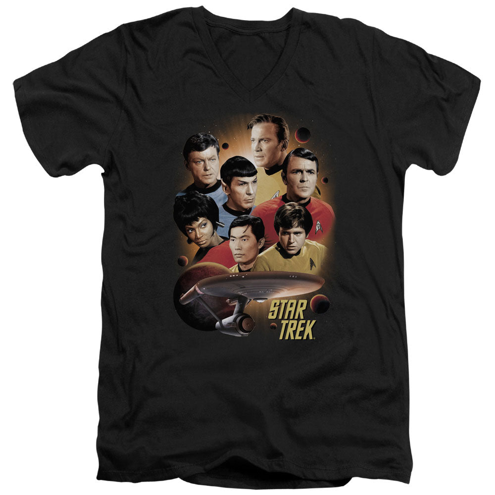 Star Trek - Heart Of The Enterprise - Short Sleeve Adult V-neck - Black T-shirt