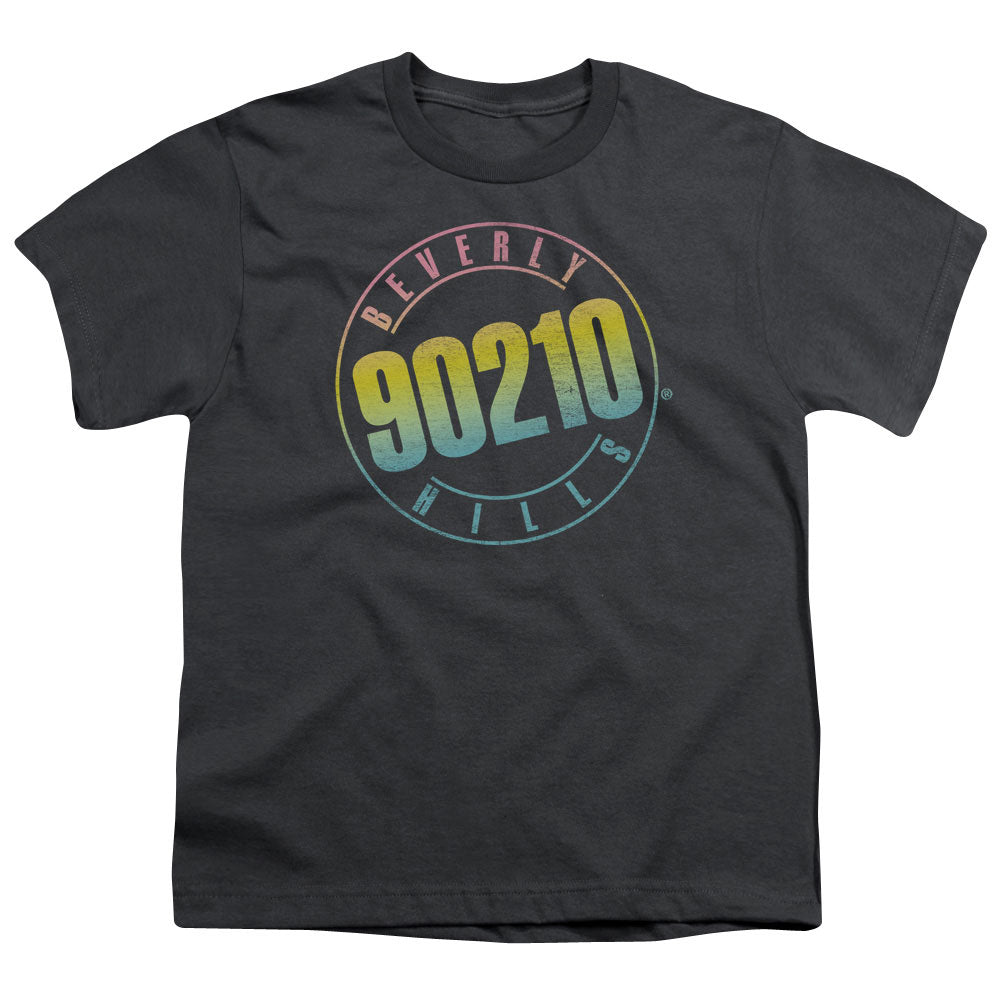 90210 - Color Blend Logo - Short Sleeve Youth 18/1 - Charcoal T-shirt