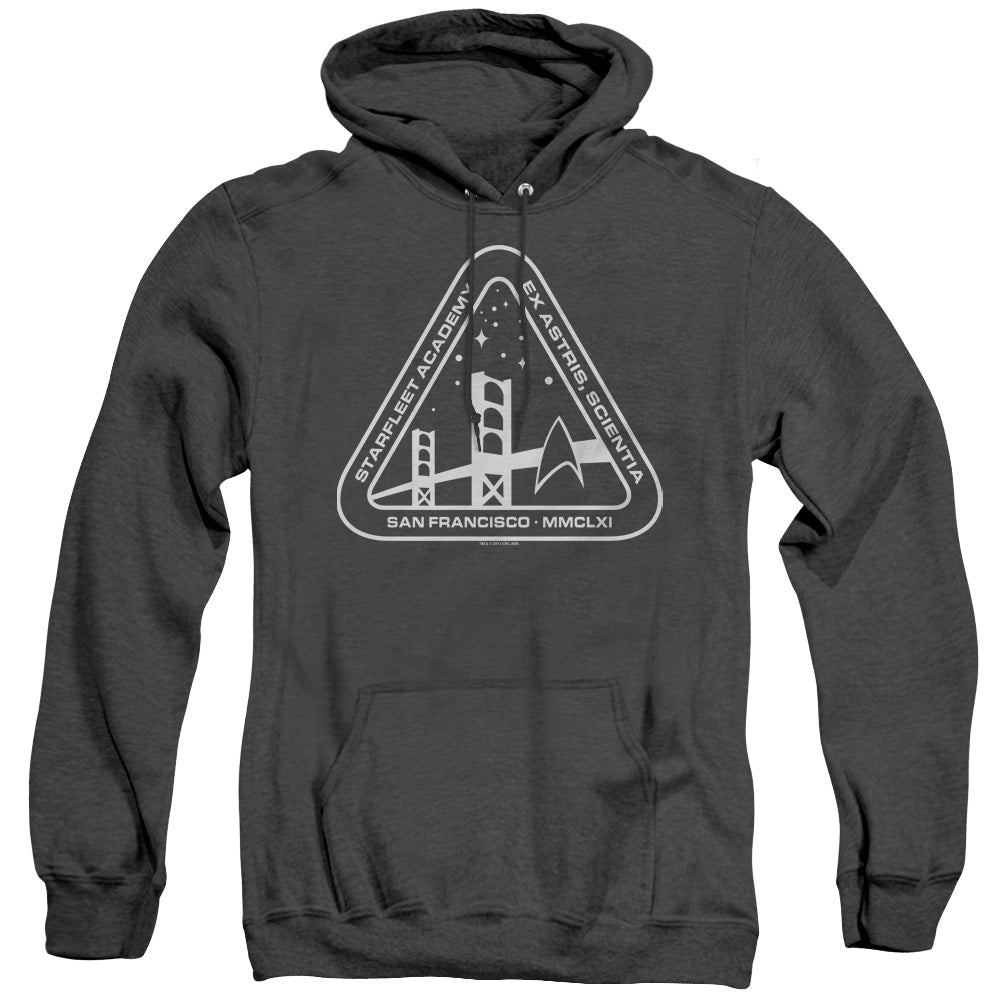 Star Trek - White Academy Logo - Adult Heather Hoodie - Black