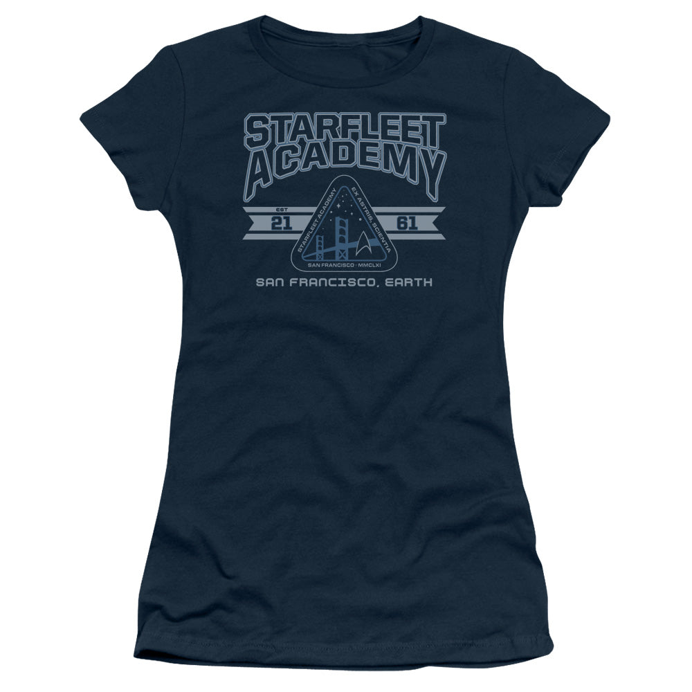 Star Trek - Starfleet Academy Earth - Short Sleeve Junior Sheer - Navy T-shirt