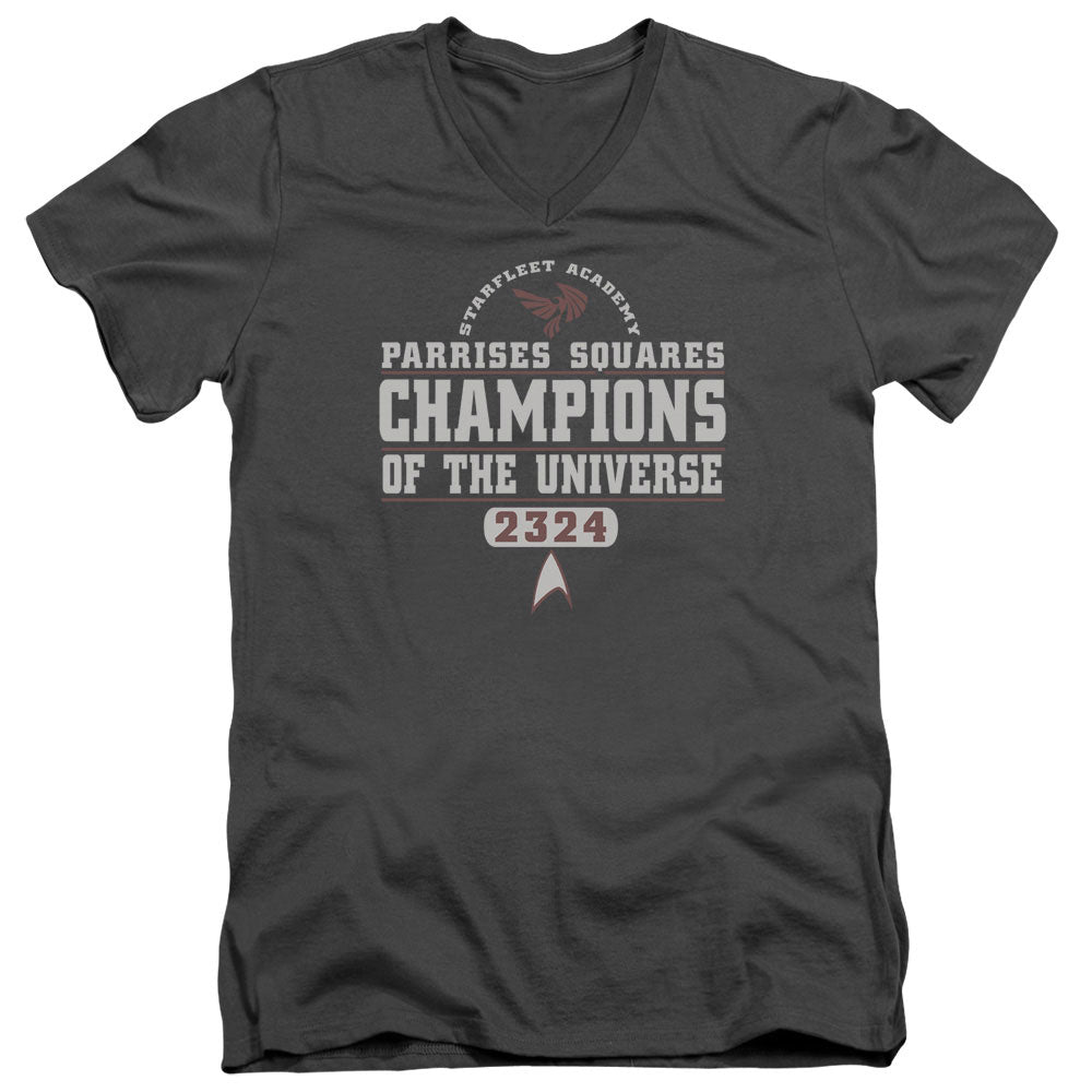 Star Trek - Champions - Short Sleeve Adult V-neck - Charcoal T-shirt