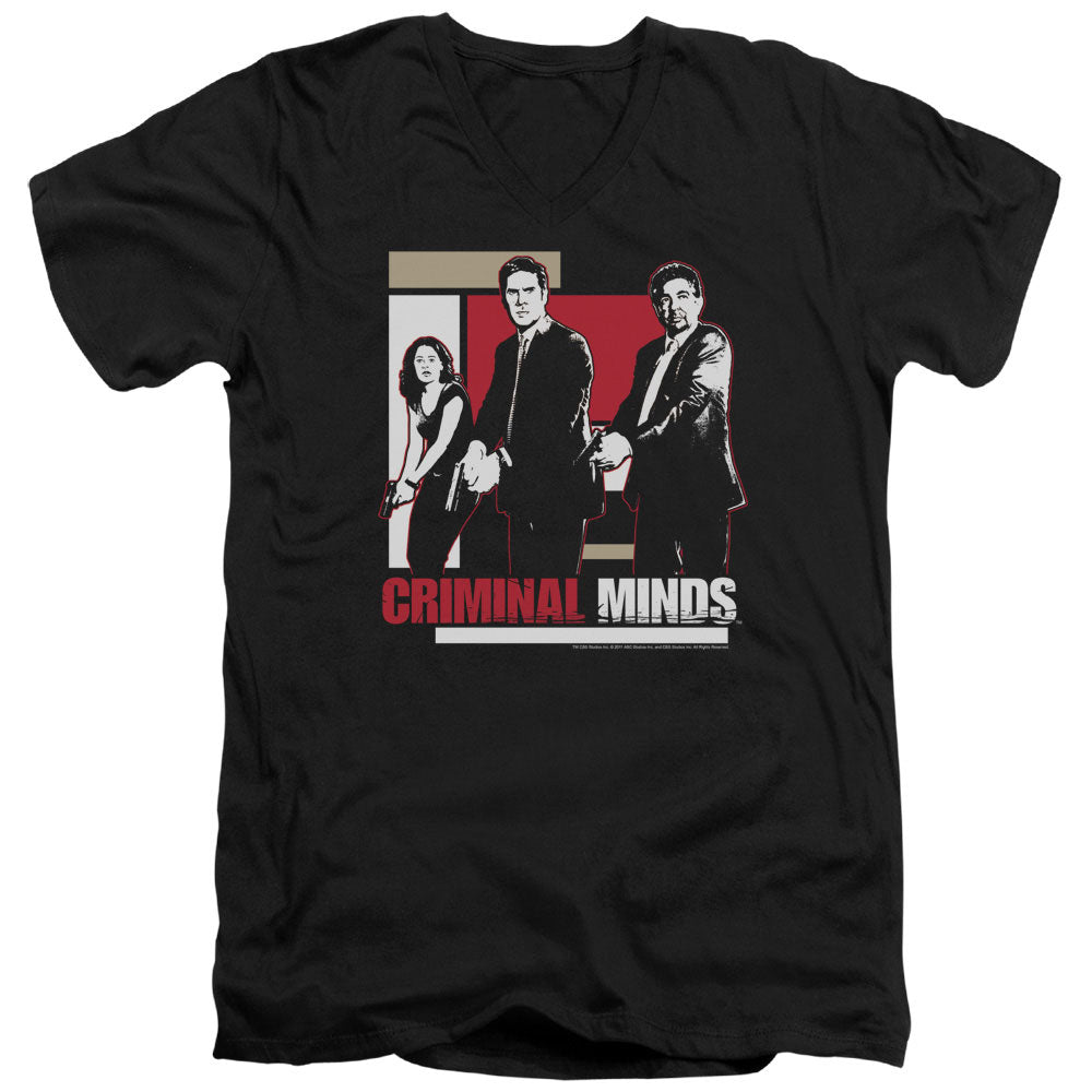 Criminal Minds - Guns Drawn - Short Sleeve Adult V-neck - Black T-shirt