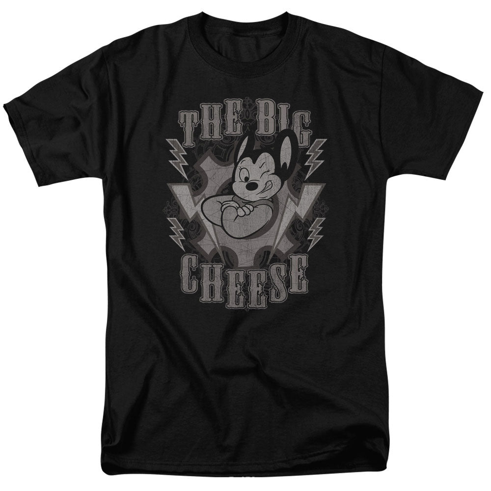 Mighty Mouse - The Big Cheese - Short Sleeve Adult 18/1 - Black T-shirt