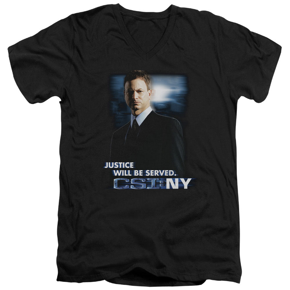 Csi:ny - Justice Served - Short Sleeve Adult V-neck - Black T-shirt