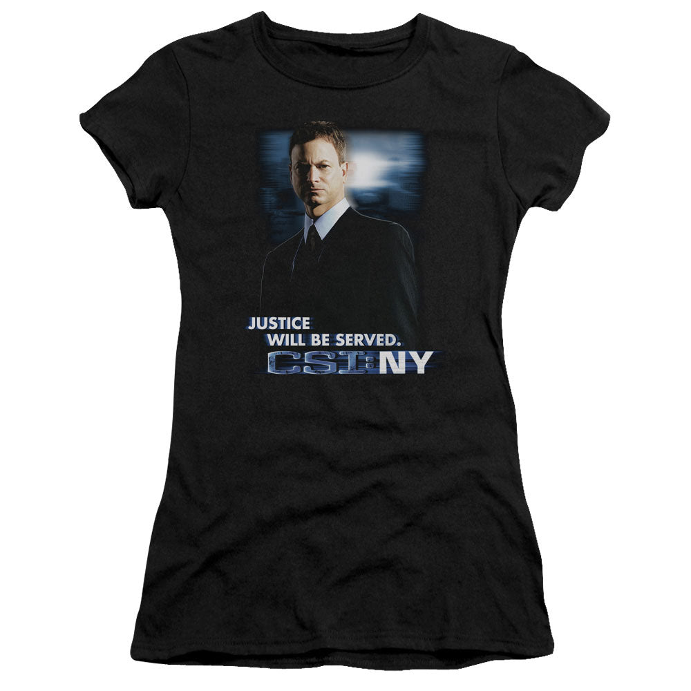 Csi:ny - Justice Served - Short Sleeve Junior Sheer - Black T-shirt