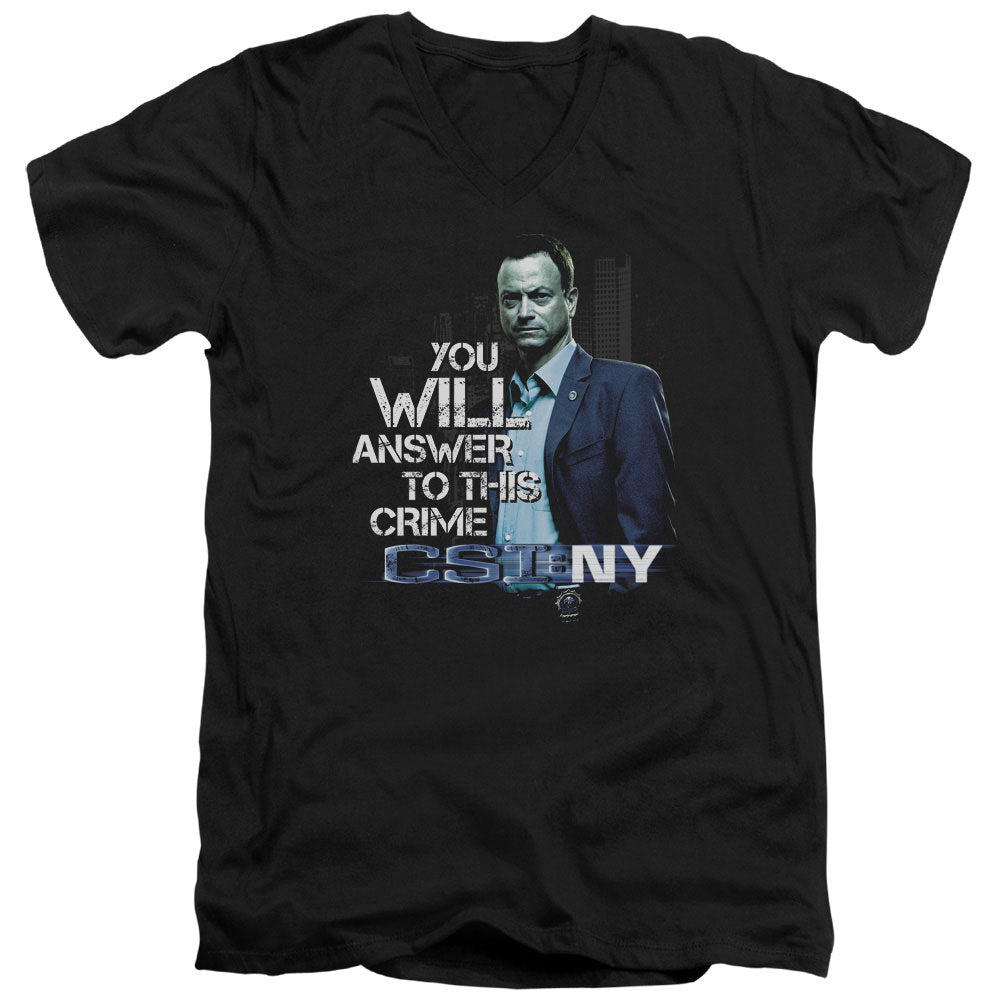 Csi Ny - You Will Answer - Short Sleeve Adult V-neck - Black T-shirt