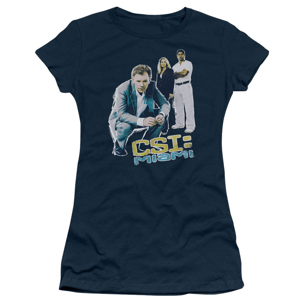 Csi Miami - Perspective - Short Sleeve Junior Sheer - Navy T-shirt