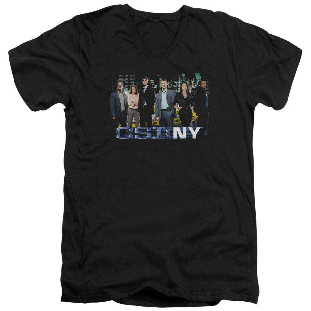 Csi Ny - Cast - Short Sleeve Adult V-neck - Black T-shirt