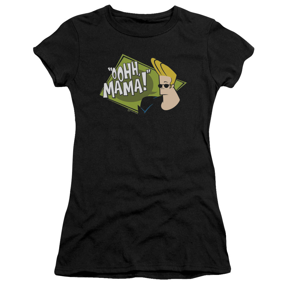 Johnny Bravo - Oohh Mama - Short Sleeve Junior Sheer - Black T-shirt