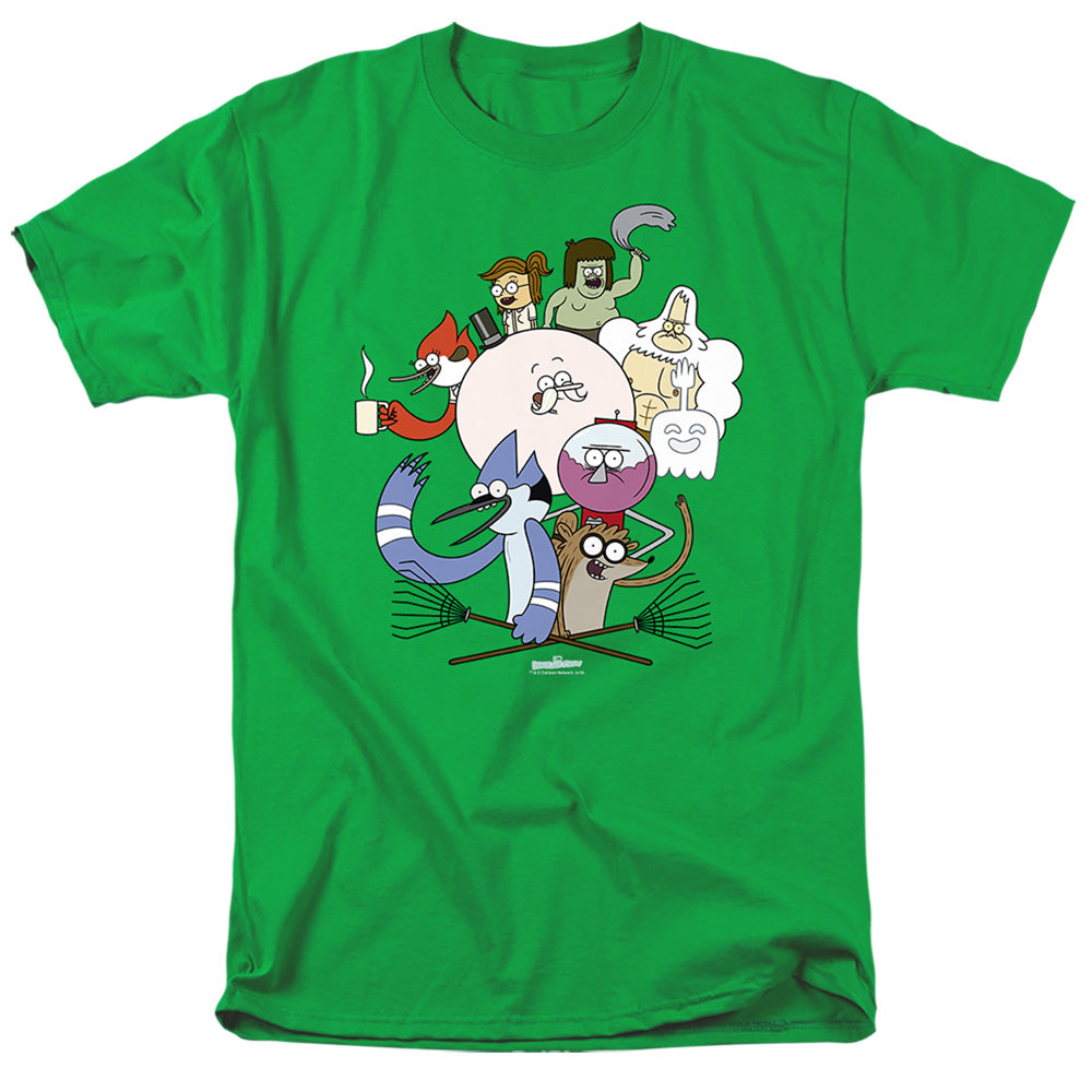 Regular Show - Regular Cast - Short Sleeve Adult 18/1 - Kelly Green T-shirt