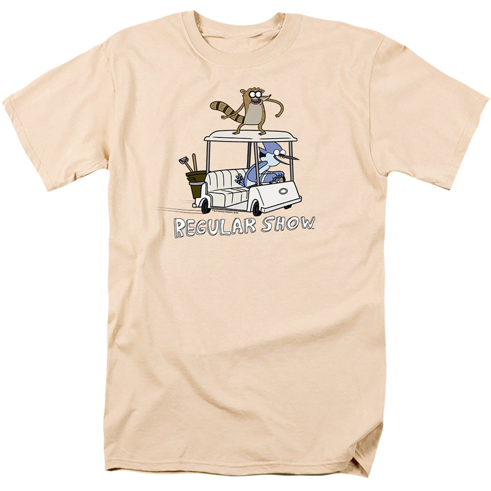 Regular Show - Golf Cart - Short Sleeve Adult 18/1 - Cream T-shirt