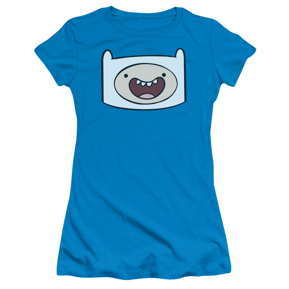 Adventure Time - Finn Head - Short Sleeve Junior Sheer - Turquoise T-shirt