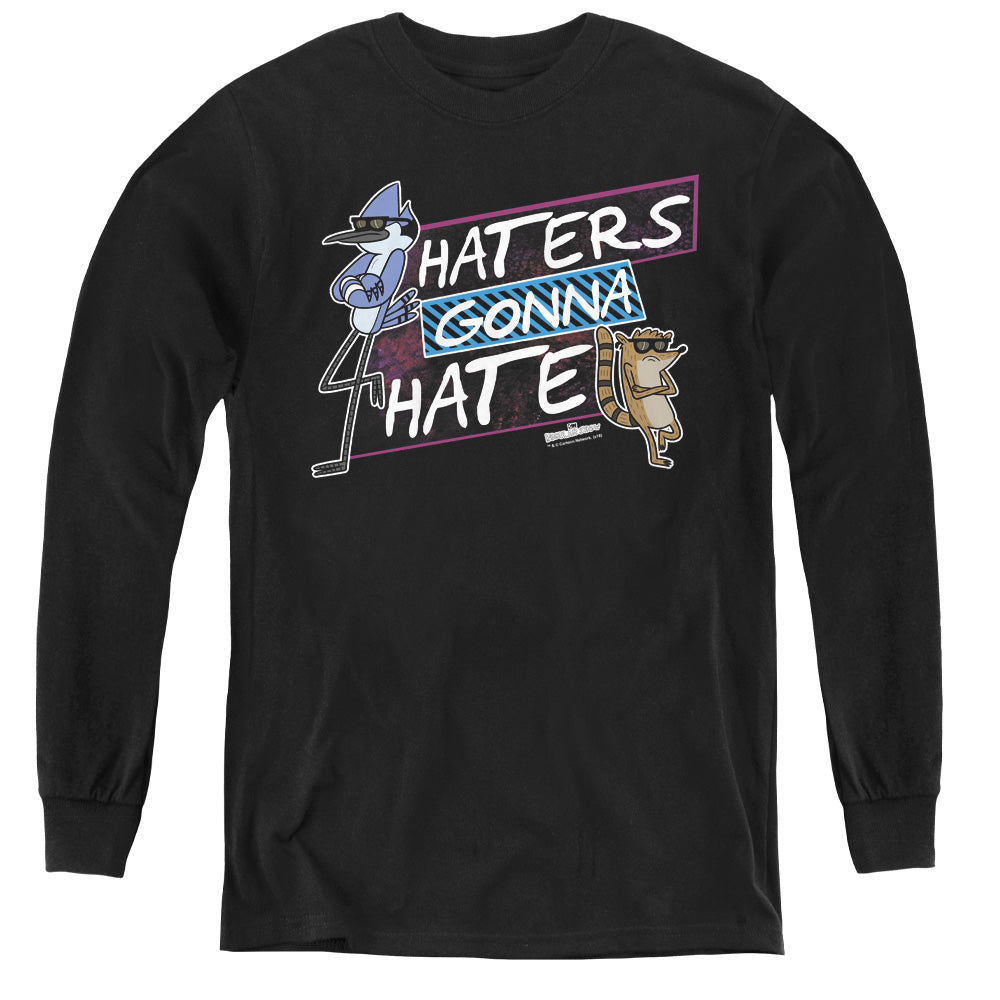 Regular Show - Haters Gonna Hate - Youth Long Sleeve Tee - Black