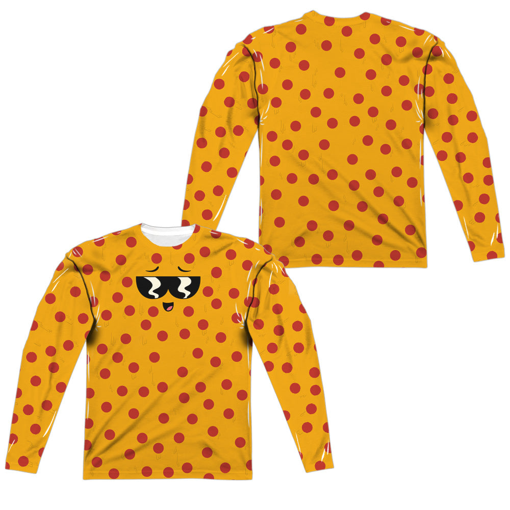 Uncle Grandpa - Pizza Face (Front/back Print) - Long Sleeve Adult Poly Crew  - White T-shirt