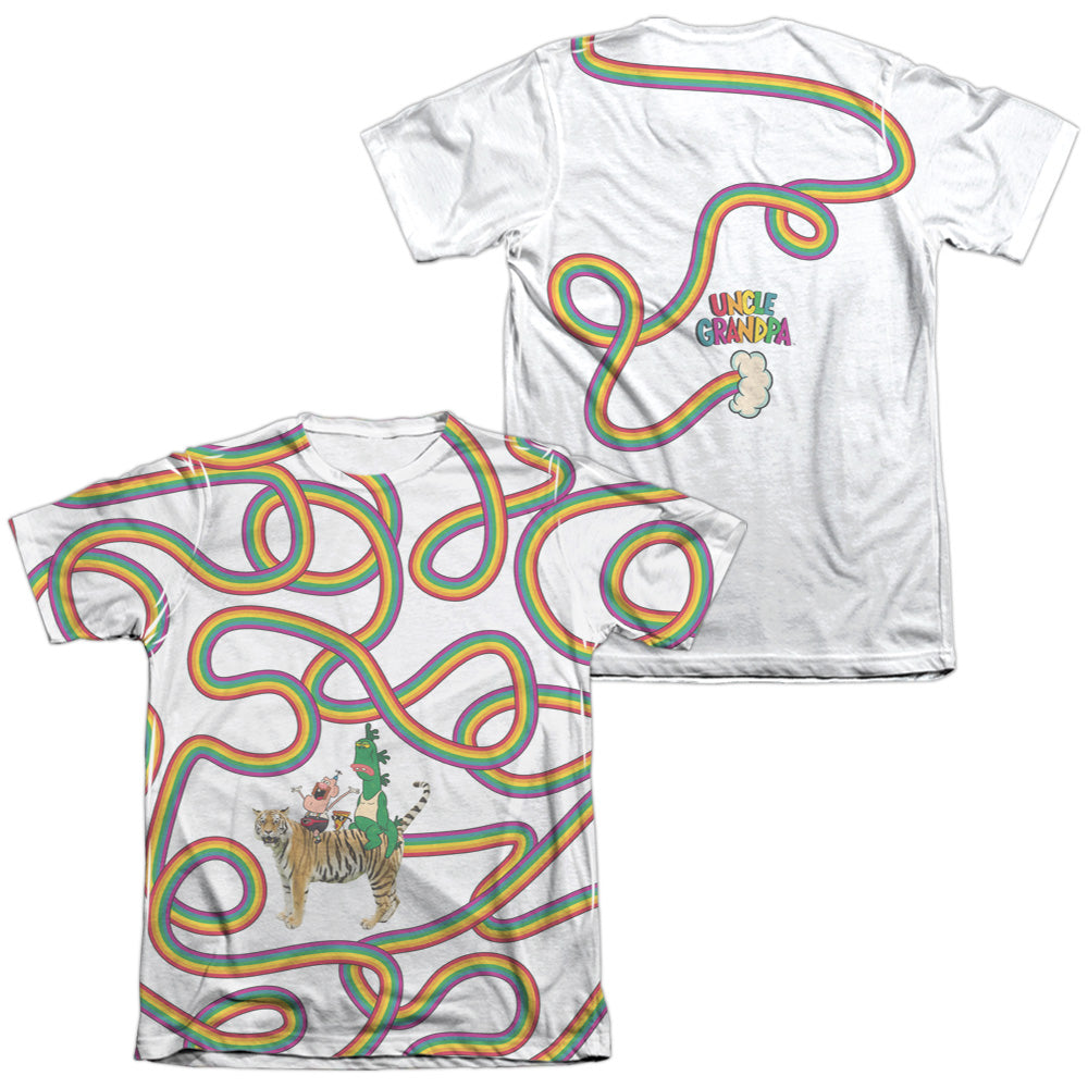 Uncle Grandpa - Rainbows (Front/back Print) - Adult Poly/cotton Short Sleeve Tee - White T-shirt