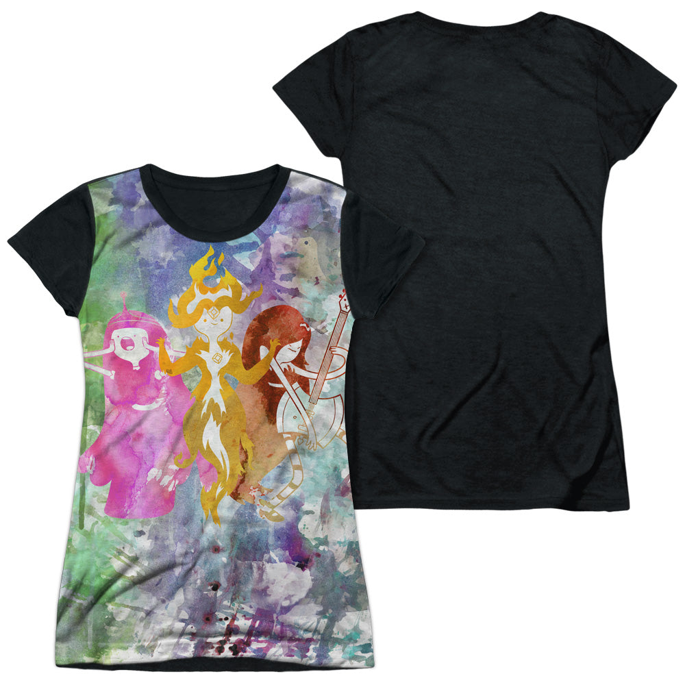 Adventure Time - Three Ladies - Short Sleeve Junior Poly Black Back - White T-shirt