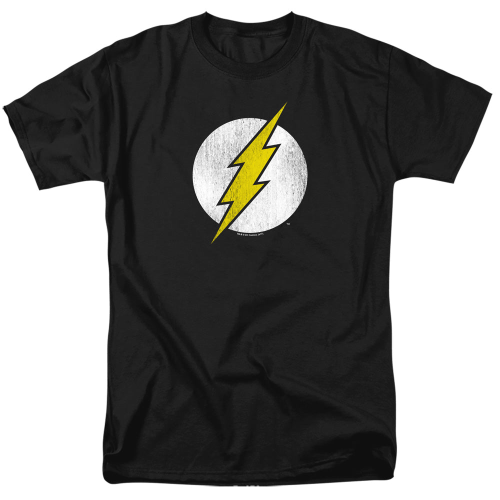 Dc Flash - Flash Logo Distressed - Short Sleeve Adult 18/1 - Black T-shirt