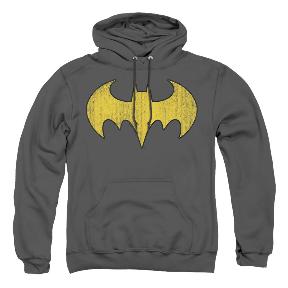 Dc - Batgirl Logo Distressed - Adult Pull-over Hoodie - Charcoal