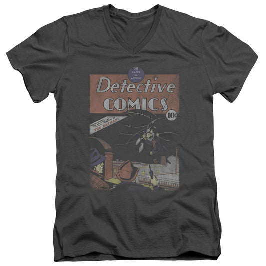 Dc - Detective #27 Distressed - Short Sleeve Adult V-neck - Charcoal T-shirt