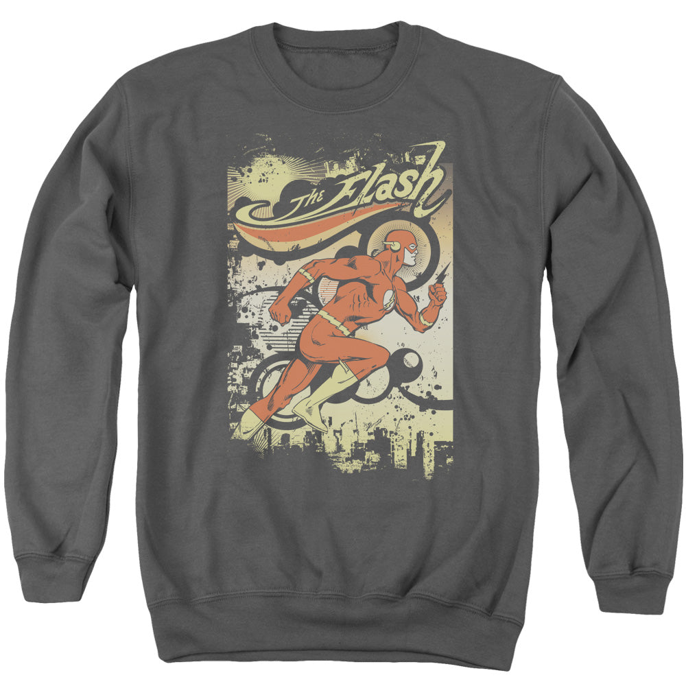 Dc Flash - Just Passing Through - Adult Crewneck Sweatshirt - Charcoal