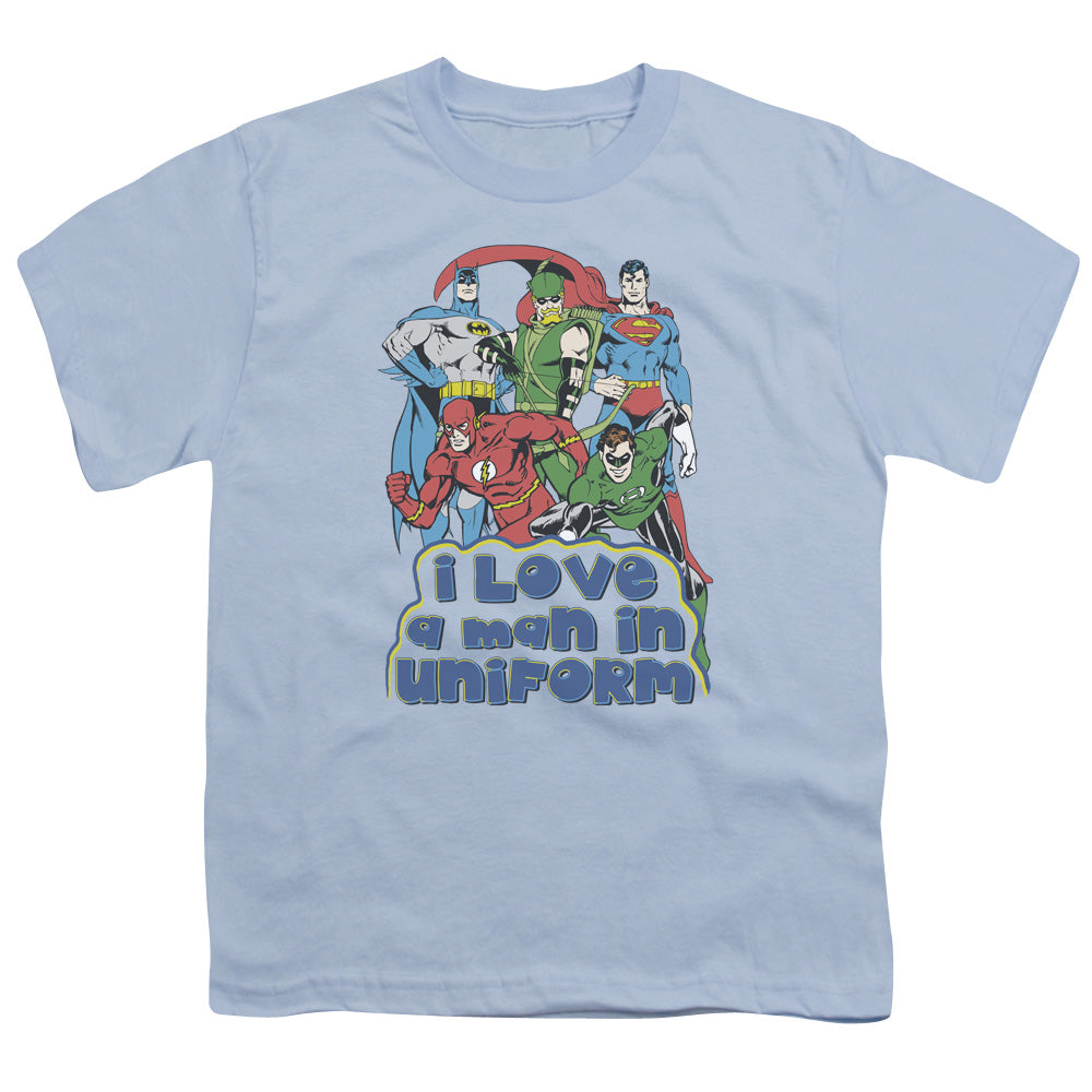 Dc - I Love A Man In Uniform - Short Sleeve Youth 18/1 - Light Blue T-shirt