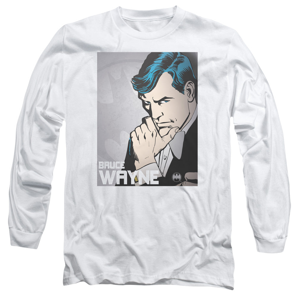 Dc - Bruce Wayne - Long Sleeve Adult 18/1 - White T-shirt