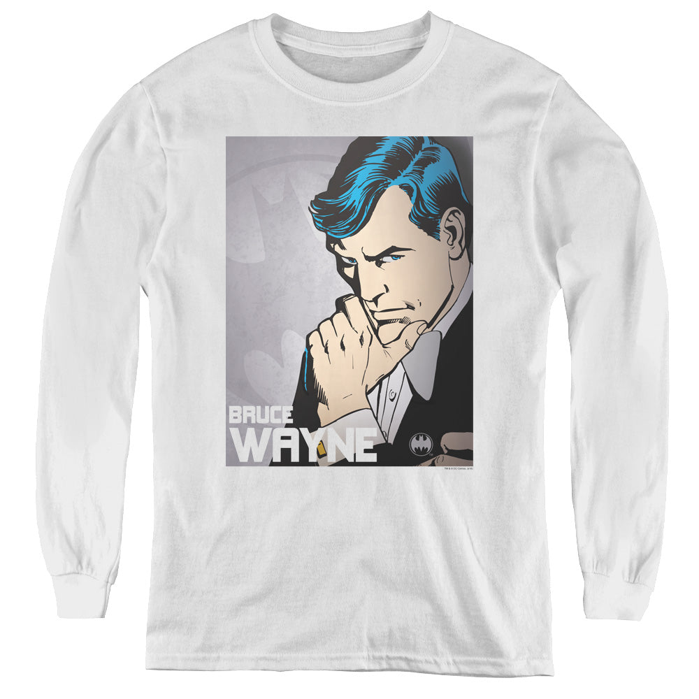 Dc - Bruce Wayne - Youth Long Sleeve Tee - White