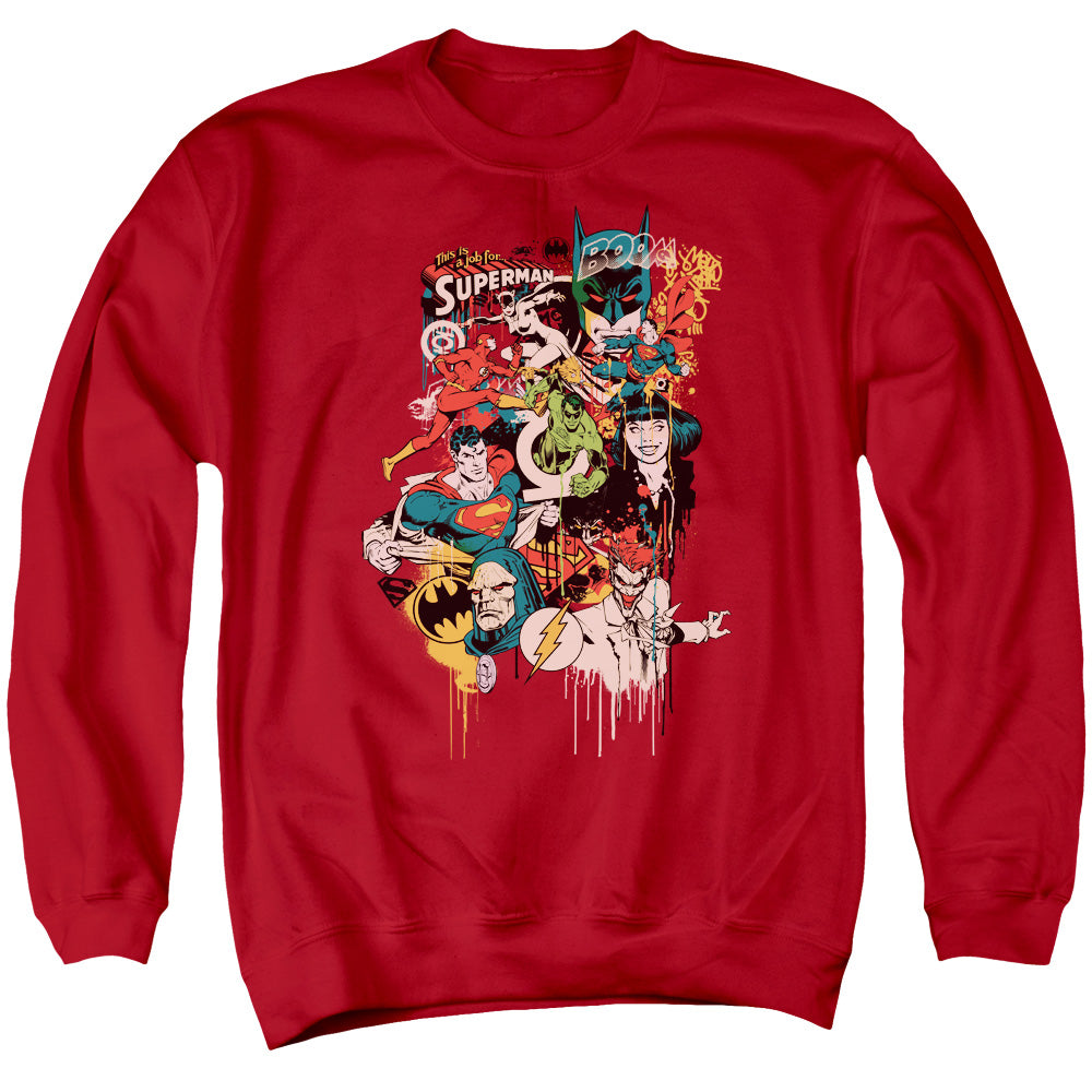 Dc - Dripping Characters - Adult Crewneck Sweatshirt - Red