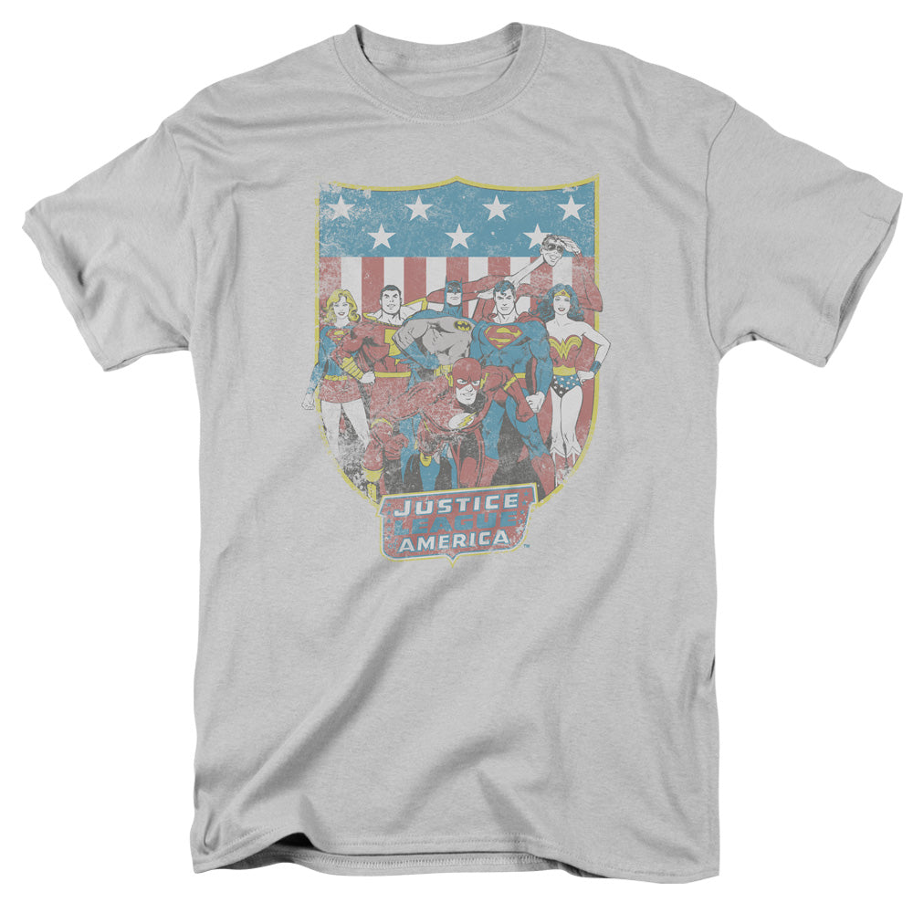 DC JLA AMERICAN SHIELD - S/S ADULT 18/1 - SILVER T-Shirt