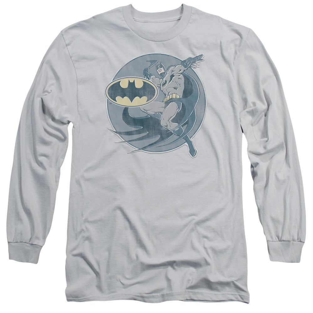 Dco - Retro Batman Iron On - Long Sleeve Adult 18/1 - Silver T-shirt