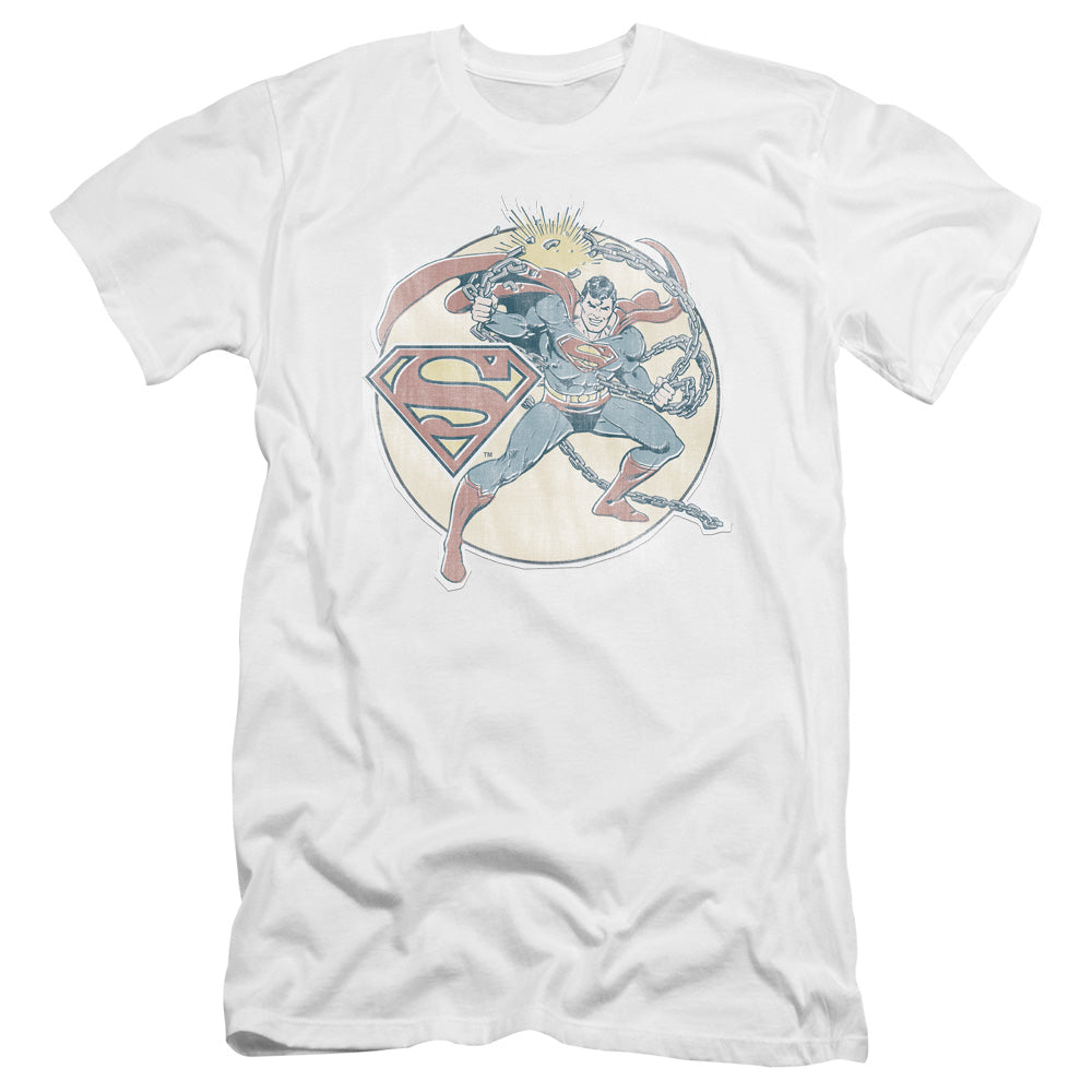 Dco - Retro Superman Iron On-premuim Canvas Adult Slim Fit 30/1 - White