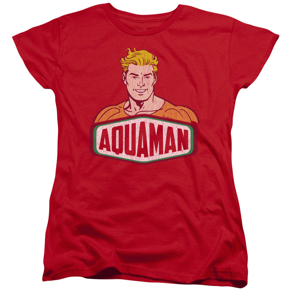 Dco - Aquaman Sign - Short Sleeve Womens Tee - Red T-shirt