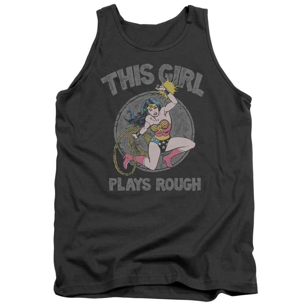 Dc - Plays Rough - Adult Tank - Charcoal