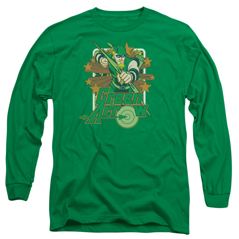 Dc - Green Arrow Stars - Long Sleeve Adult 18/1 - Kelly Green T-shirt