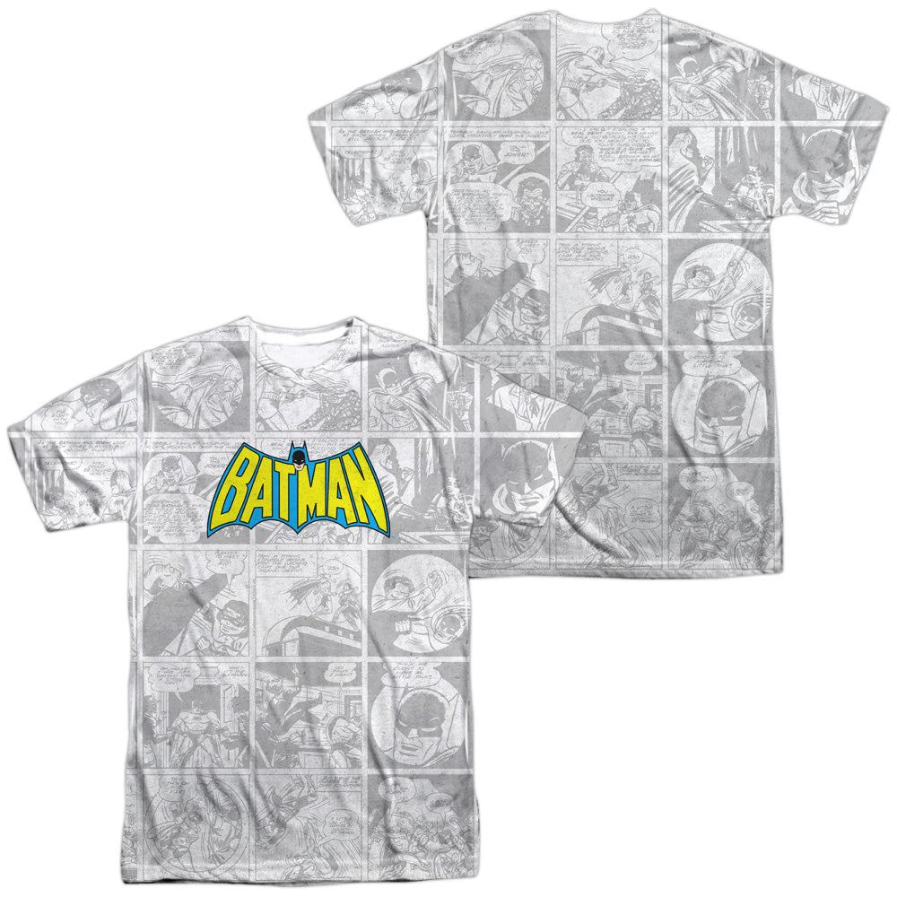 Dc - Vintage Bat Strip (Front/back Print) -  Short Sleeve Adult 100% Poly Crew - White T-shirt