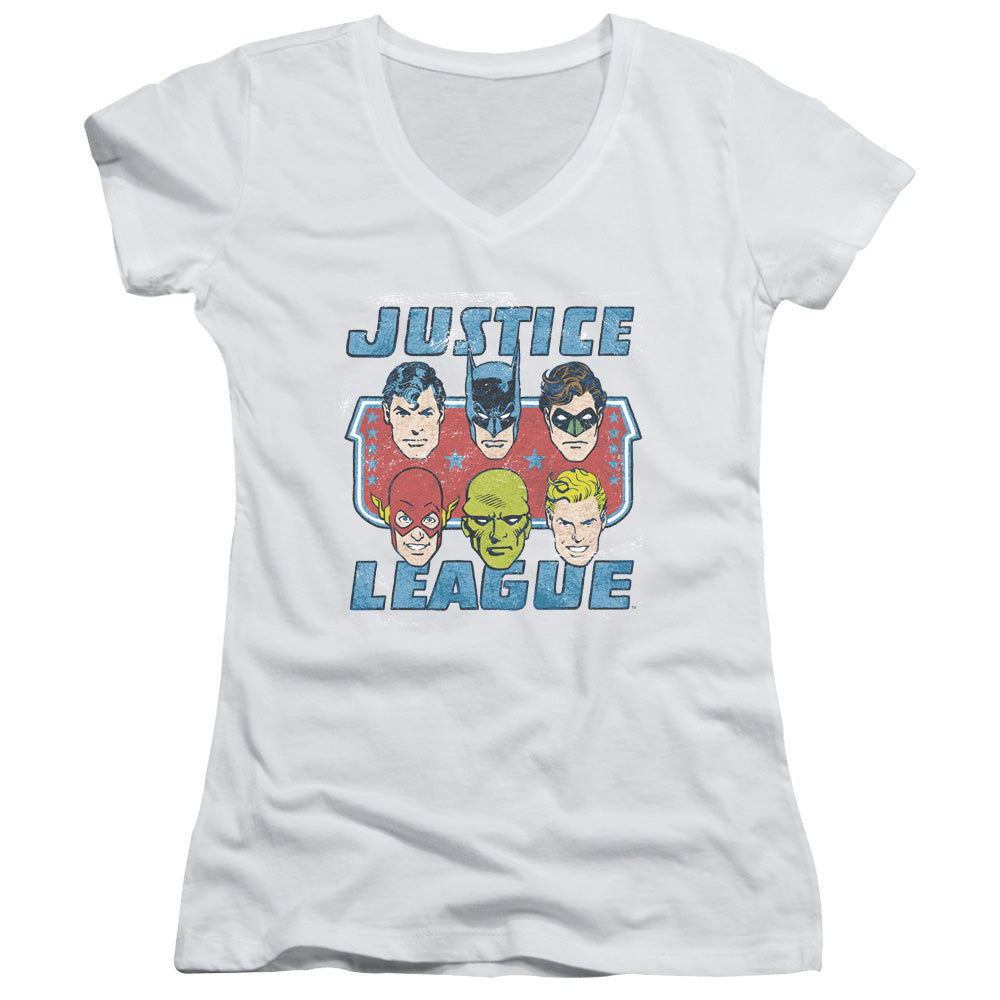 Dc - Faces Of Justice-junior V-neck - White