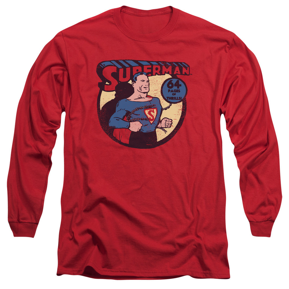 Dc - Superman 64 - Long Sleeve Adult 18/1 - Red T-shirt