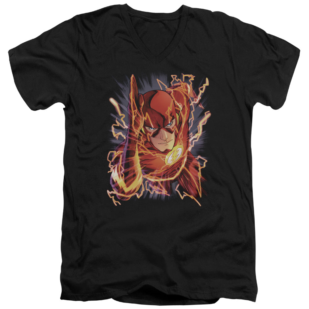 JLA FLASH #1 - S/S ADULT V-NECK - BLACK T-Shirt