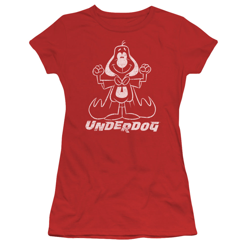 Underdog - Outline Under - Short Sleeve Junior Sheer - Red T-shirt