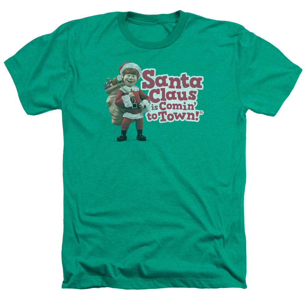 Santa Claus Is Comin To Town - Santa Logo - Adult Heather - Kelly Green