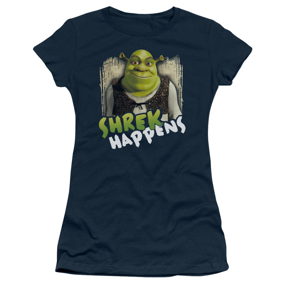 Shrek - Happens - Short Sleeve Junior Sheer - Navy T-shirt